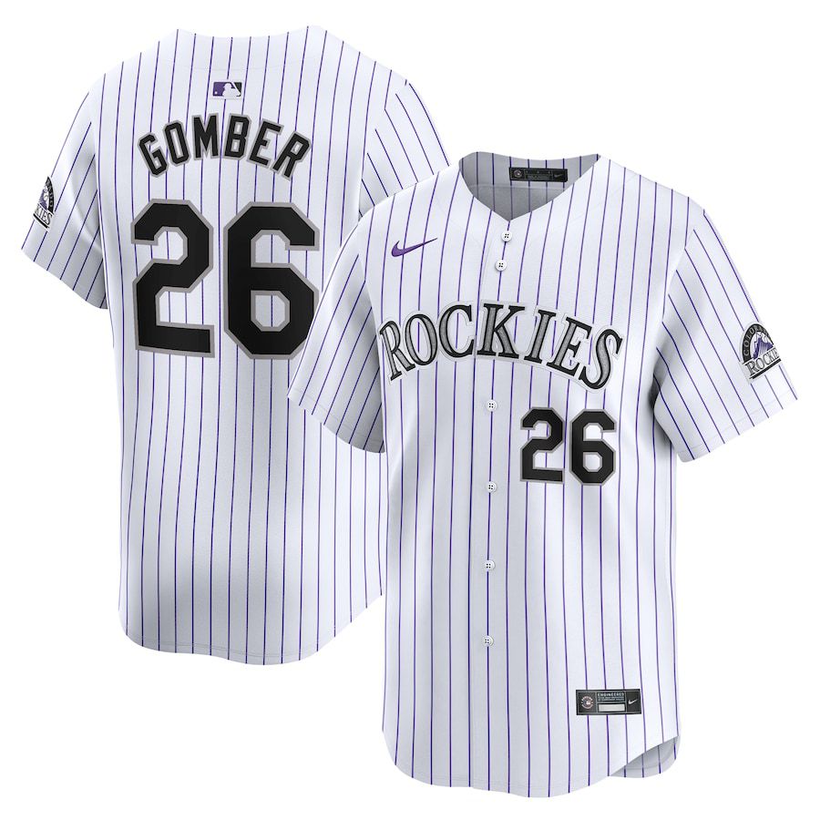 Men Colorado Rockies #26 Austin Gomber Nike White Home Limited Player MLB Jersey->->MLB Jersey